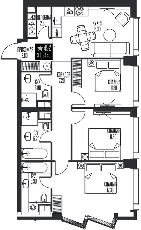 Продажа 3-комн. квартиры, 84,4 м² в ЖК «Ice Towers (Айс Товерс)», государственный природный заказник регионального значения Лес на реке Самородинке, Москва, Россия #1