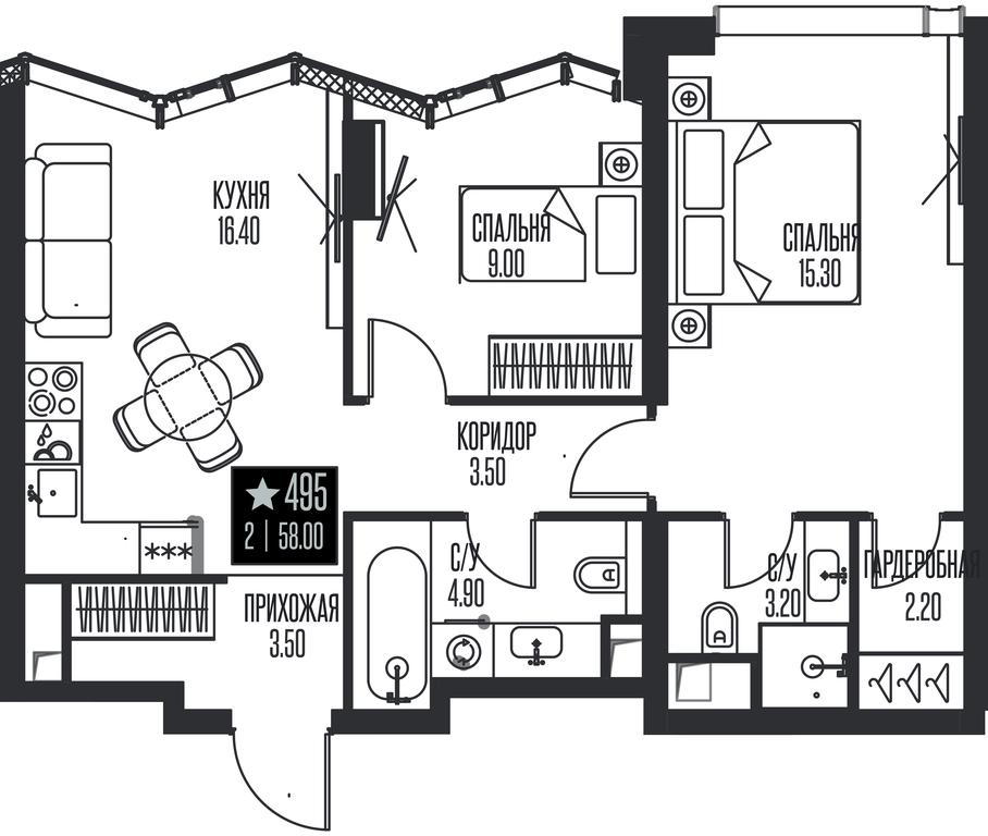 2-BD Apartment Sale, 58 sq. m. at Ice Towers, State Nature Reserve of Regional Significance Forest on the Samorodinka River, Moscow, Russia #1 2-BD Apartment Sale, 58 sq. m. at Ice Towers, State Nature Reserve of Regional Significance Forest on the Samorodinka River, Moscow, Russia #1