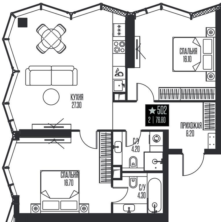 2-BD Apartment Sale, 76.8平方米 at Ice Towers, State Nature Reserve of Regional Significance Forest on the Samorodinka River, Moscow, Russia #1 2-BD Apartment Sale, 76.8平方米 at Ice Towers, State Nature Reserve of Regional Significance Forest on the Samorodinka River, Moscow, Russia #1