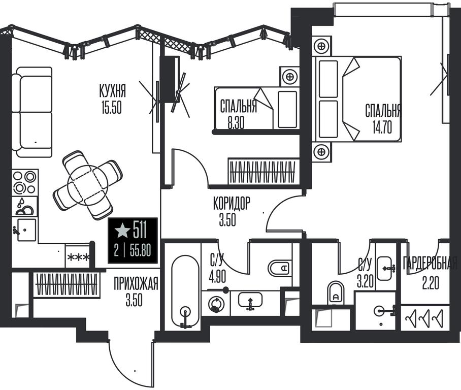 2-BD Apartment Sale, 55.8 sq. m. at Ice Towers, State Nature Reserve of Regional Significance Forest on the Samorodinka River, Moscow, Russia #1 2-BD Apartment Sale, 55.8 sq. m. at Ice Towers, State Nature Reserve of Regional Significance Forest on the Samorodinka River, Moscow, Russia #1