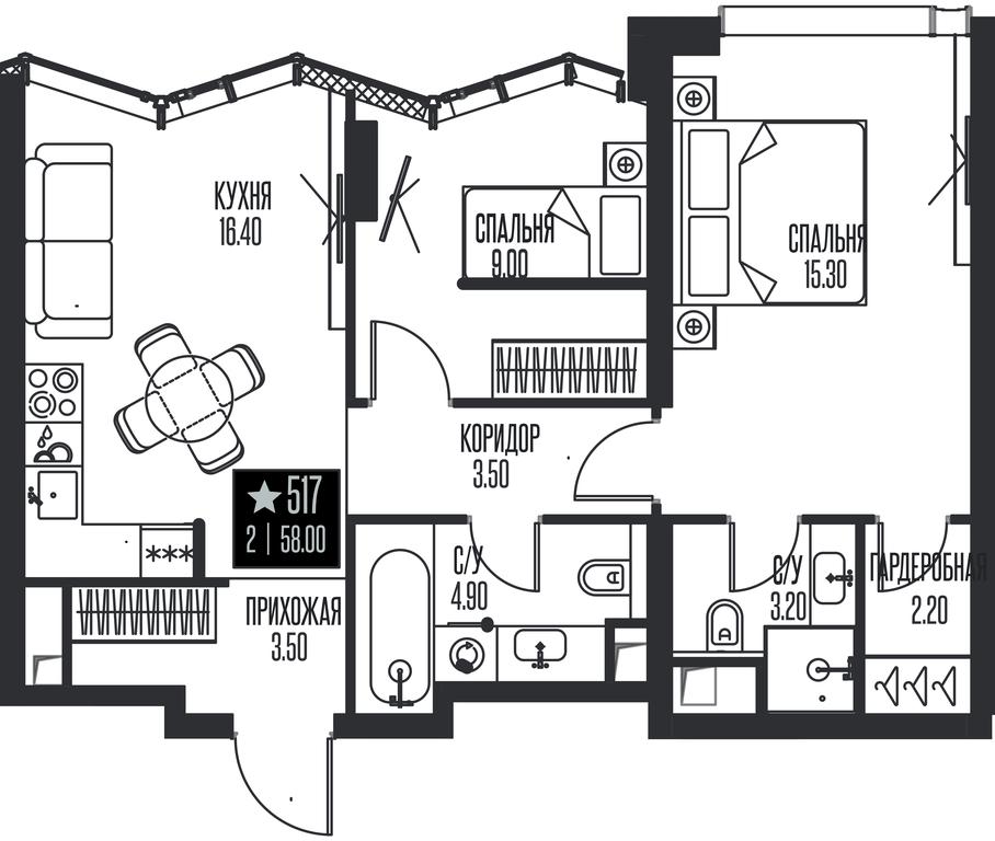 2-BD Apartment Sale, 58 sq. m. at Ice Towers, State Nature Reserve of Regional Significance Forest on the Samorodinka River, Moscow, Russia #1 2-BD Apartment Sale, 58 sq. m. at Ice Towers, State Nature Reserve of Regional Significance Forest on the Samorodinka River, Moscow, Russia #1