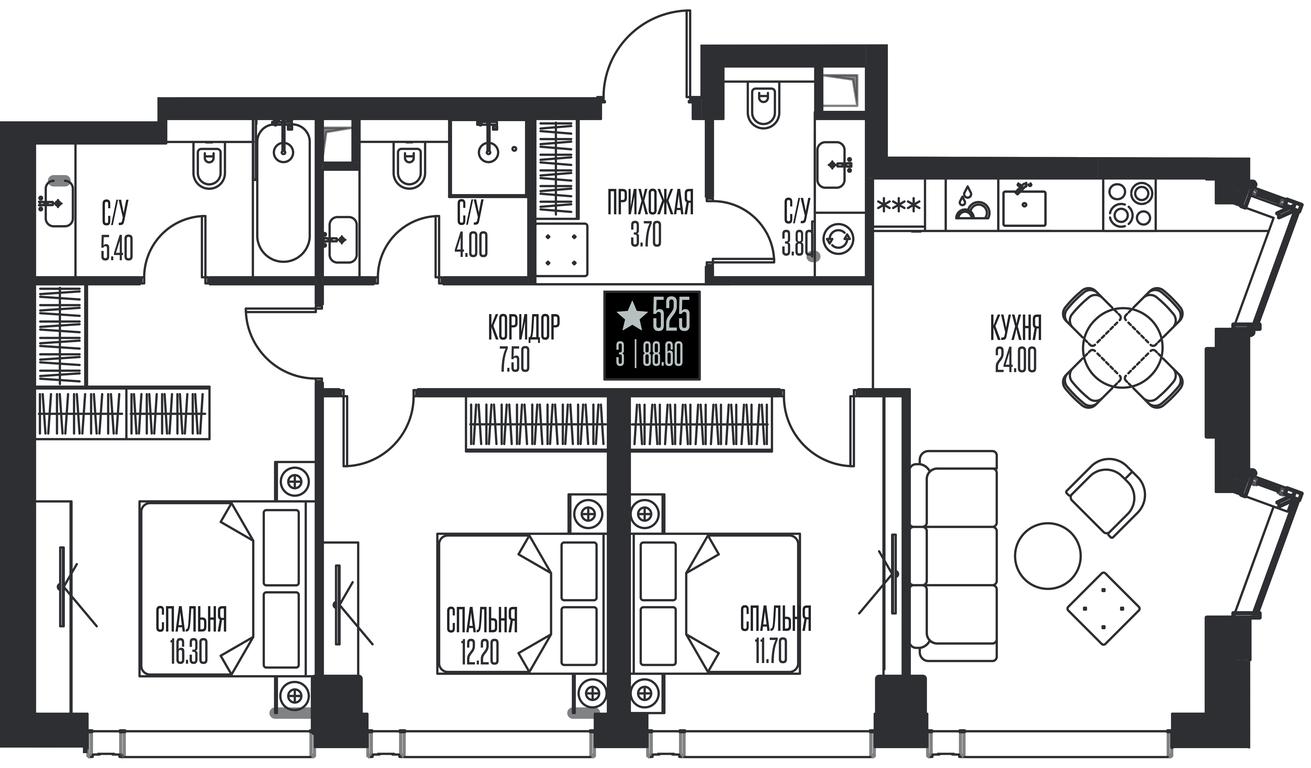 3-BD Apartment Sale, 88.6 sq. m. at Ice Towers, State Nature Reserve of Regional Significance Forest on the Samorodinka River, Moscow, Russia #1 3-BD Apartment Sale, 88.6 sq. m. at Ice Towers, State Nature Reserve of Regional Significance Forest on the Samorodinka River, Moscow, Russia #1