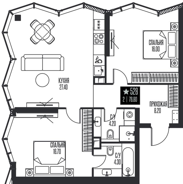 2-BD Apartment Sale, 76.8 sq. m. at Ice Towers, State Nature Reserve of Regional Significance Forest on the Samorodinka River, Moscow, Russia #1 2-BD Apartment Sale, 76.8 sq. m. at Ice Towers, State Nature Reserve of Regional Significance Forest on the Samorodinka River, Moscow, Russia #1
