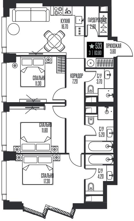 3-BD Apartment Sale, 83.8 sq. m. at Ice Towers, State Nature Reserve of Regional Significance Forest on the Samorodinka River, Moscow, Russia #1 3-BD Apartment Sale, 83.8 sq. m. at Ice Towers, State Nature Reserve of Regional Significance Forest on the Samorodinka River, Moscow, Russia #1
