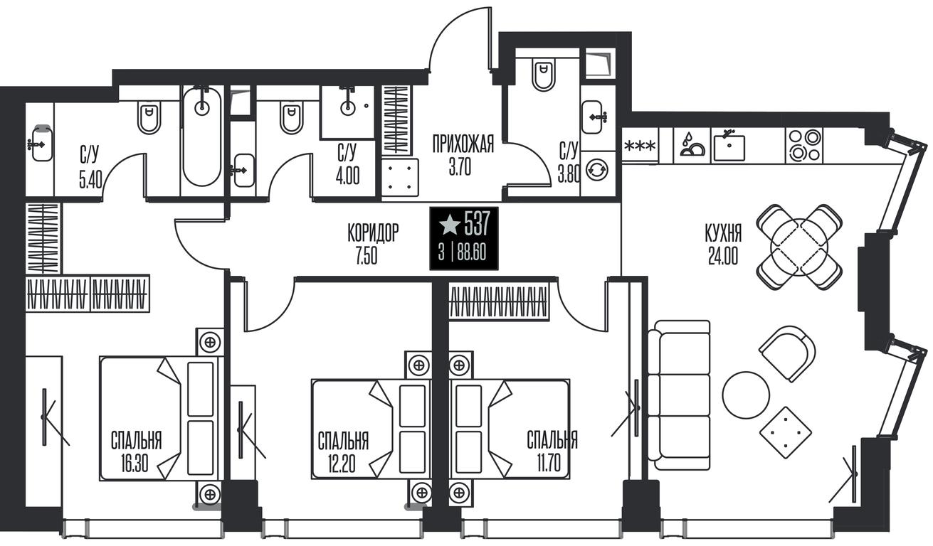 3-BD Apartment Sale, 88.6 sq. m. at Ice Towers, State Nature Reserve of Regional Significance Forest on the Samorodinka River, Moscow, Russia #1 3-BD Apartment Sale, 88.6 sq. m. at Ice Towers, State Nature Reserve of Regional Significance Forest on the Samorodinka River, Moscow, Russia #1