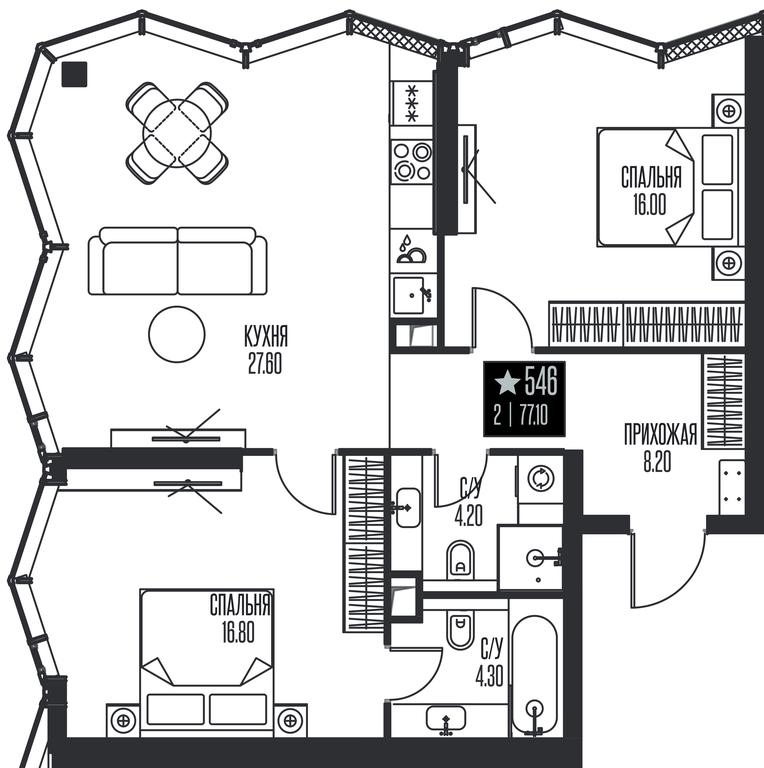 2-BD Apartment Sale, 77.1平方米 at Ice Towers, State Nature Reserve of Regional Significance Forest on the Samorodinka River, Moscow, Russia #1 2-BD Apartment Sale, 77.1平方米 at Ice Towers, State Nature Reserve of Regional Significance Forest on the Samorodinka River, Moscow, Russia #1