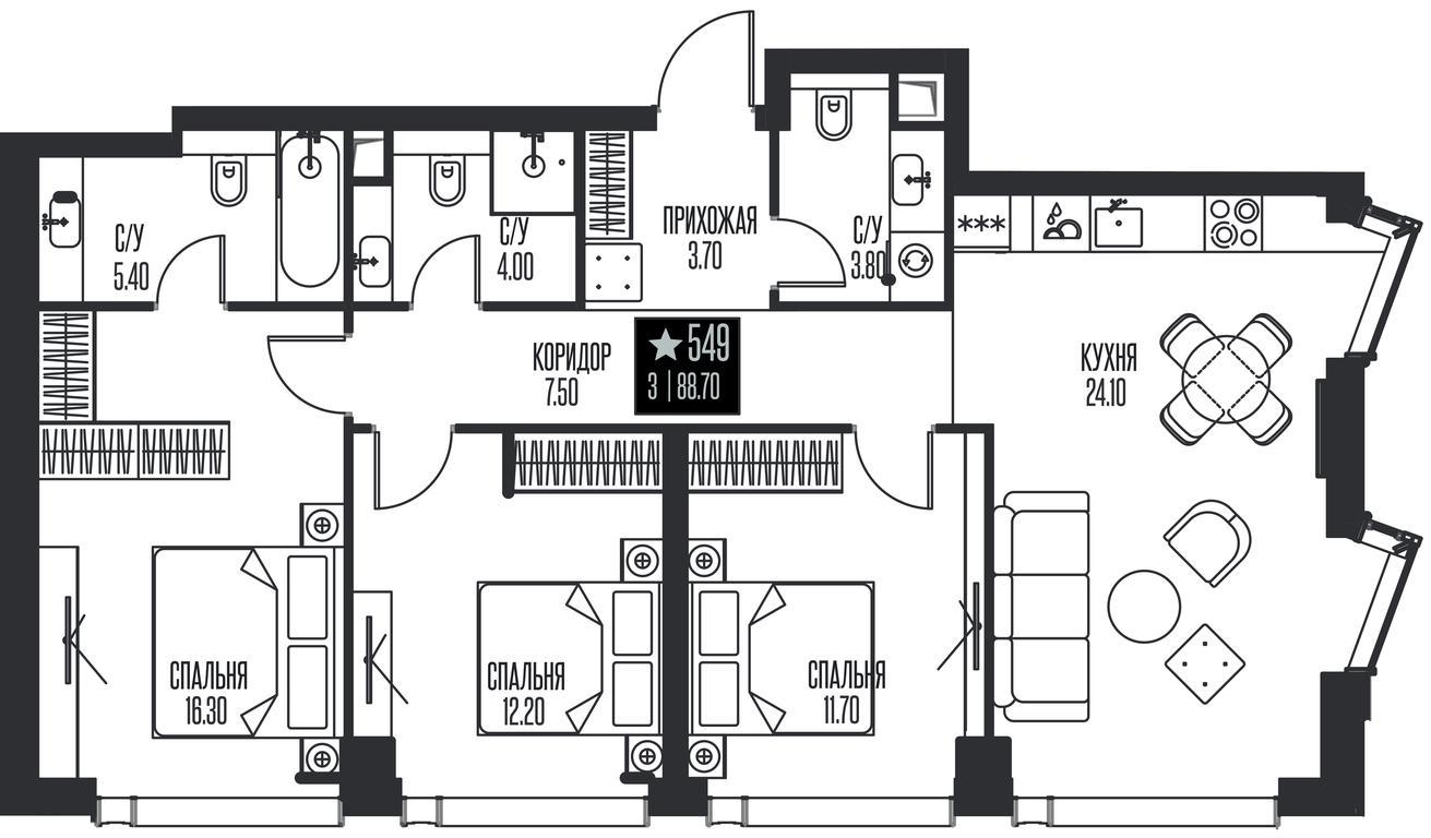 3-BD Apartment Sale, 88.7 sq. m. at Ice Towers, State Nature Reserve of Regional Significance Forest on the Samorodinka River, Moscow, Russia #1 3-BD Apartment Sale, 88.7 sq. m. at Ice Towers, State Nature Reserve of Regional Significance Forest on the Samorodinka River, Moscow, Russia #1