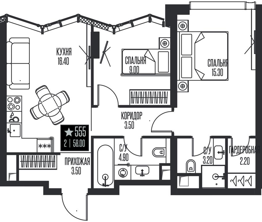 2-BD Apartment Sale, 58 sq. m. at Ice Towers, State Nature Reserve of Regional Significance Forest on the Samorodinka River, Moscow, Russia #1 2-BD Apartment Sale, 58 sq. m. at Ice Towers, State Nature Reserve of Regional Significance Forest on the Samorodinka River, Moscow, Russia #1