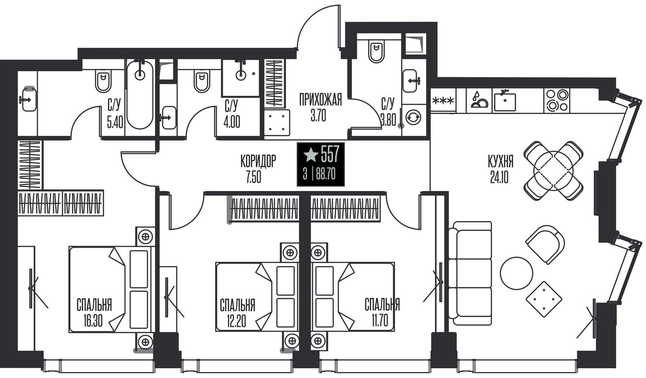 3-BD Apartment Sale, 88.7 sq. m. at Ice Towers, State Nature Reserve of Regional Significance Forest on the Samorodinka River, Moscow, Russia #1 3-BD Apartment Sale, 88.7 sq. m. at Ice Towers, State Nature Reserve of Regional Significance Forest on the Samorodinka River, Moscow, Russia #1