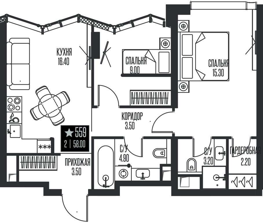 2-BD Apartment Sale, 58平方米 at Ice Towers, State Nature Reserve of Regional Significance Forest on the Samorodinka River, Moscow, Russia #1 2-BD Apartment Sale, 58平方米 at Ice Towers, State Nature Reserve of Regional Significance Forest on the Samorodinka River, Moscow, Russia #1
