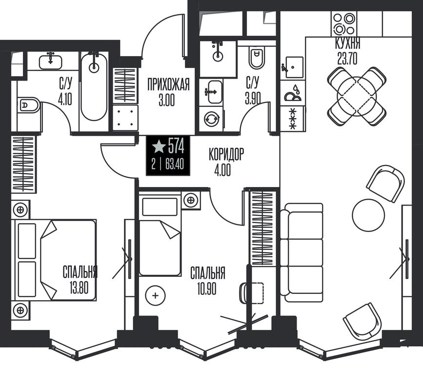 2-BD Apartment Sale, 63.4平方米 at Ice Towers, State Nature Reserve of Regional Significance Forest on the Samorodinka River, Moscow, Russia #1 2-BD Apartment Sale, 63.4平方米 at Ice Towers, State Nature Reserve of Regional Significance Forest on the Samorodinka River, Moscow, Russia #1