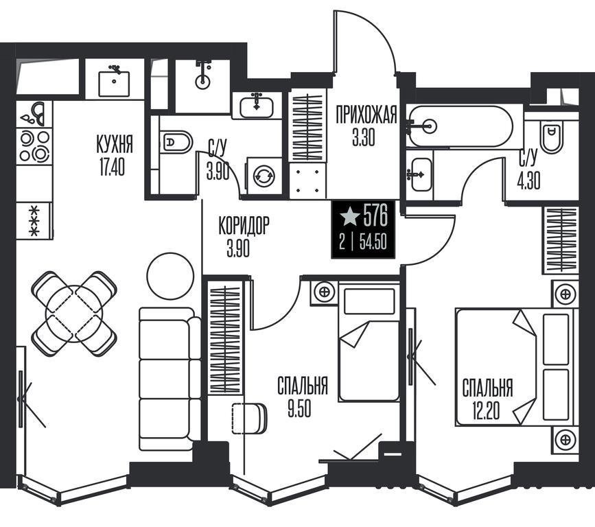 2-BD Apartment Sale, 54.5 sq. m. at Ice Towers, State Nature Reserve of Regional Significance Forest on the Samorodinka River, Moscow, Russia #1 2-BD Apartment Sale, 54.5 sq. m. at Ice Towers, State Nature Reserve of Regional Significance Forest on the Samorodinka River, Moscow, Russia #1