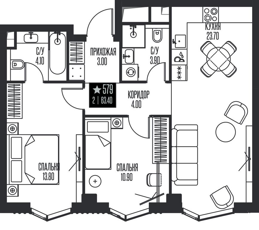 2-BD Apartment Sale, 63.4平方米 at Ice Towers, State Nature Reserve of Regional Significance Forest on the Samorodinka River, Moscow, Russia #1 2-BD Apartment Sale, 63.4平方米 at Ice Towers, State Nature Reserve of Regional Significance Forest on the Samorodinka River, Moscow, Russia #1