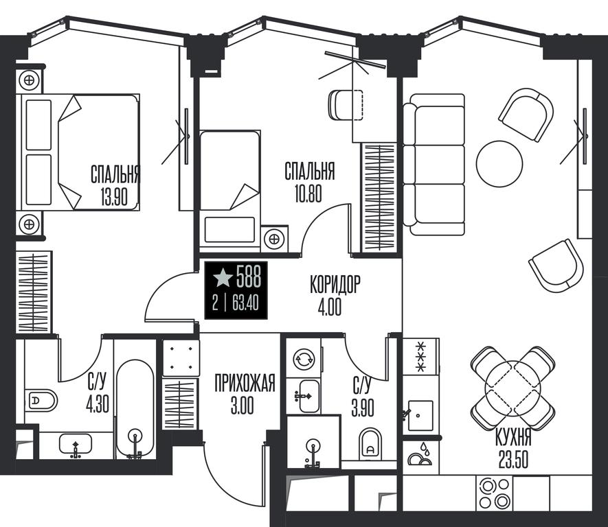 2-BD Apartment Sale, 63.4平方米 at Ice Towers, State Nature Reserve of Regional Significance Forest on the Samorodinka River, Moscow, Russia #1 2-BD Apartment Sale, 63.4平方米 at Ice Towers, State Nature Reserve of Regional Significance Forest on the Samorodinka River, Moscow, Russia #1