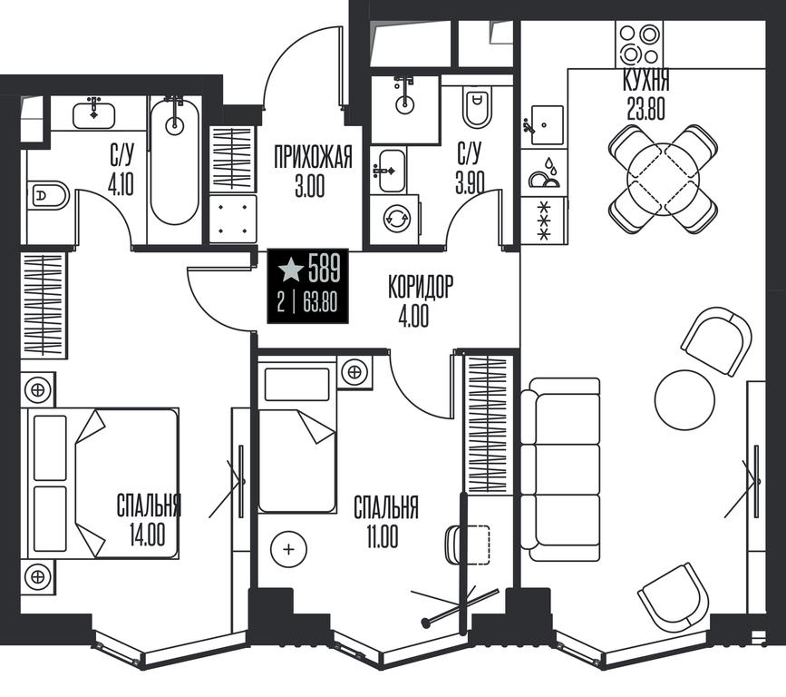 2-BD Apartment Sale, 63.8 sq. m. at Ice Towers, State Nature Reserve of Regional Significance Forest on the Samorodinka River, Moscow, Russia #1 2-BD Apartment Sale, 63.8 sq. m. at Ice Towers, State Nature Reserve of Regional Significance Forest on the Samorodinka River, Moscow, Russia #1