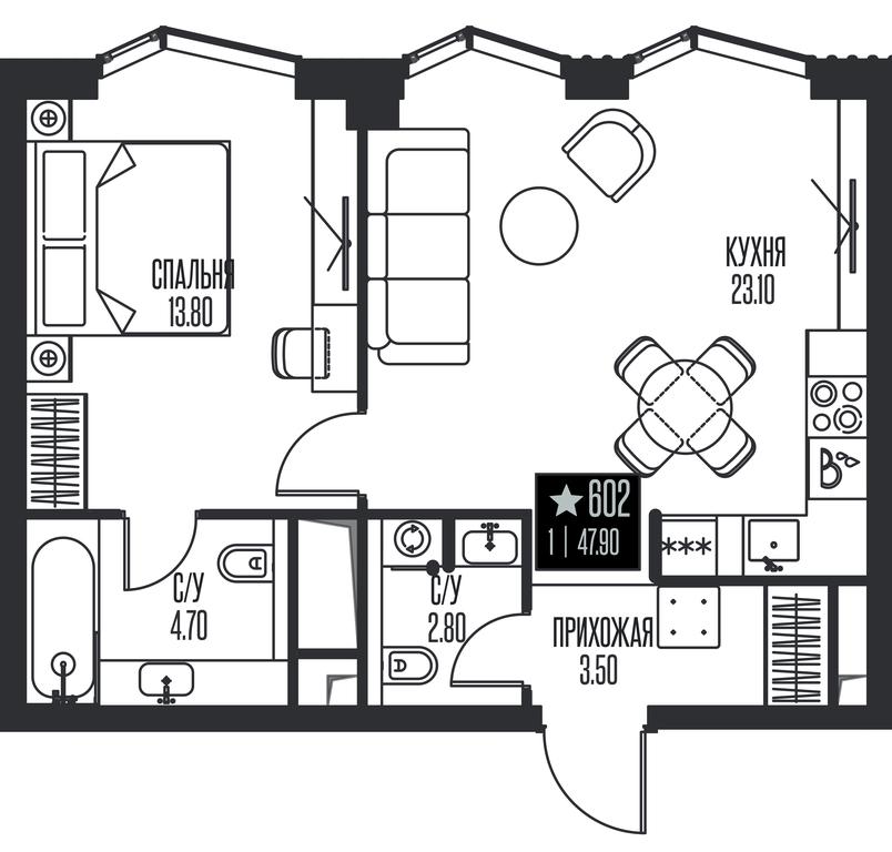 1-BD Apartment Sale, 47.9平方米 at Ice Towers, State Nature Reserve of Regional Significance Forest on the Samorodinka River, Moscow, Russia #1 1-BD Apartment Sale, 47.9平方米 at Ice Towers, State Nature Reserve of Regional Significance Forest on the Samorodinka River, Moscow, Russia #1