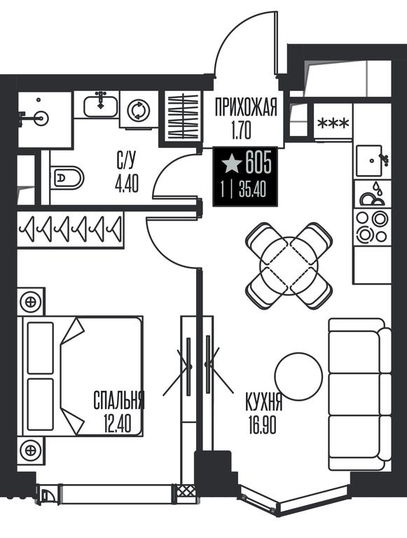 1-BD Apartment Sale, 35.4 sq. m. at Ice Towers, State Nature Reserve of Regional Significance Forest on the Samorodinka River, Moscow, Russia #1