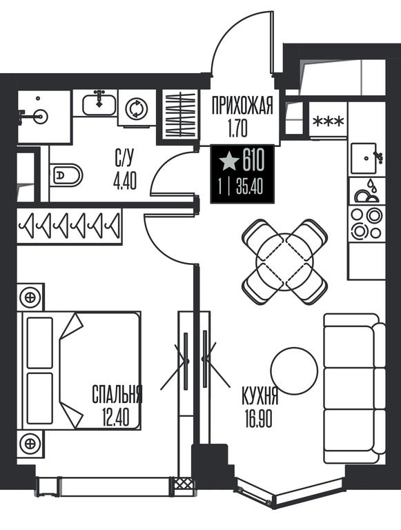 1-BD Apartment Sale, 35.4 sq. m. at Ice Towers, State Nature Reserve of Regional Significance Forest on the Samorodinka River, Moscow, Russia #1