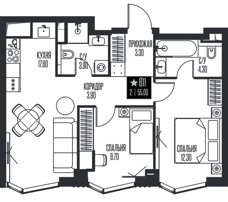 2-BD Apartment Sale, 55 sq. m. at Ice Towers, State Nature Reserve of Regional Significance Forest on the Samorodinka River, Moscow, Russia #1 2-BD Apartment Sale, 55 sq. m. at Ice Towers, State Nature Reserve of Regional Significance Forest on the Samorodinka River, Moscow, Russia #1