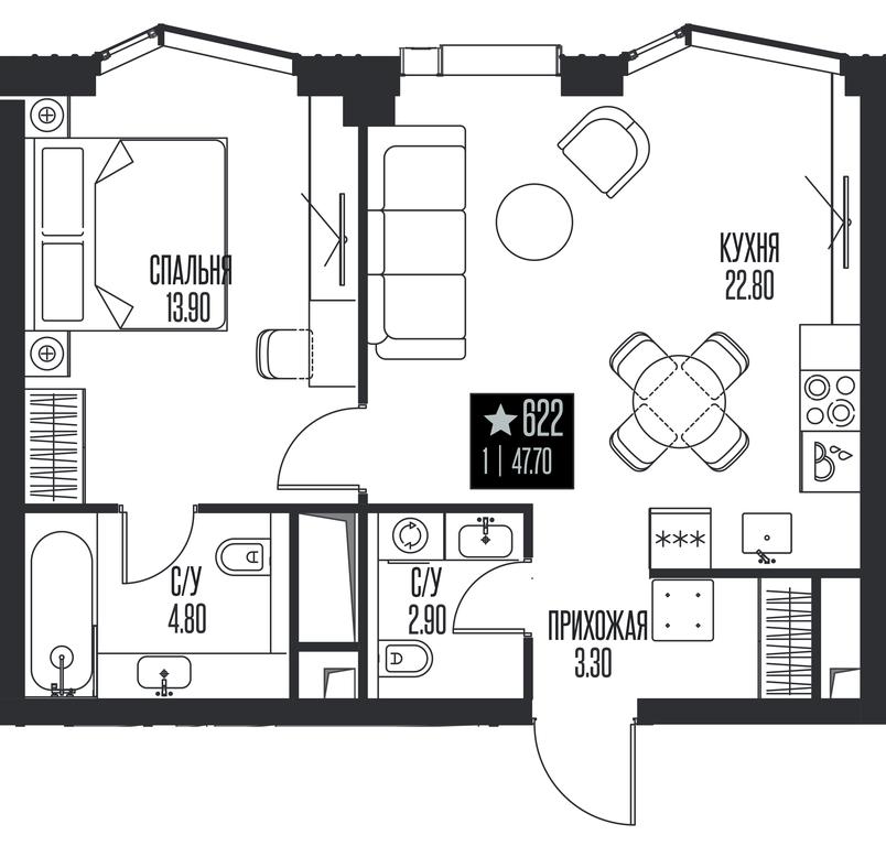 1-BD Apartment Sale, 47.7 sq. m. at Ice Towers, State Nature Reserve of Regional Significance Forest on the Samorodinka River, Moscow, Russia #1 1-BD Apartment Sale, 47.7 sq. m. at Ice Towers, State Nature Reserve of Regional Significance Forest on the Samorodinka River, Moscow, Russia #1