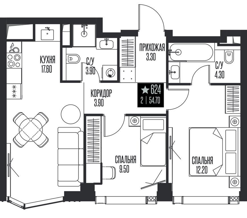 2-BD Apartment Sale, 54.7 sq. m. at Ice Towers, State Nature Reserve of Regional Significance Forest on the Samorodinka River, Moscow, Russia #1 2-BD Apartment Sale, 54.7 sq. m. at Ice Towers, State Nature Reserve of Regional Significance Forest on the Samorodinka River, Moscow, Russia #1