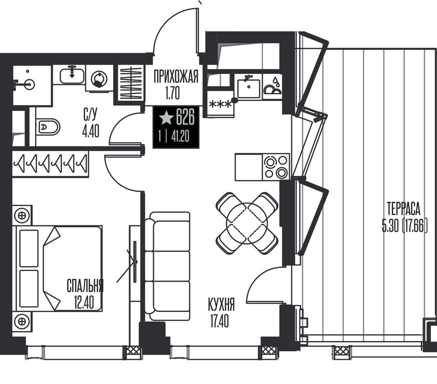 1-BD Apartment Sale, 41.2 sq. m. at Ice Towers, State Nature Reserve of Regional Significance Forest on the Samorodinka River, Moscow, Russia #1