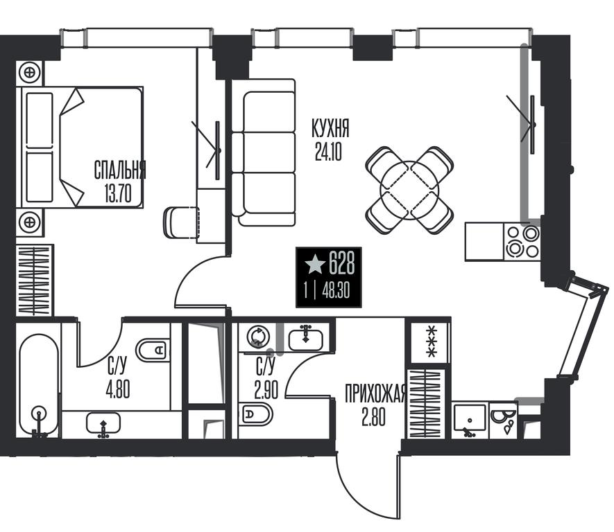 1-BD Apartment Sale, 48.3 sq. m. at Ice Towers, State Nature Reserve of Regional Significance Forest on the Samorodinka River, Moscow, Russia #1 1-BD Apartment Sale, 48.3 sq. m. at Ice Towers, State Nature Reserve of Regional Significance Forest on the Samorodinka River, Moscow, Russia #1