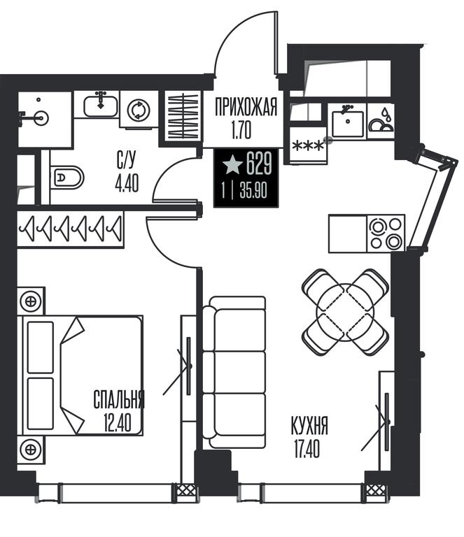 1-BD Apartment Sale, 35.9 sq. m. at Ice Towers, State Nature Reserve of Regional Significance Forest on the Samorodinka River, Moscow, Russia #1 1-BD Apartment Sale, 35.9 sq. m. at Ice Towers, State Nature Reserve of Regional Significance Forest on the Samorodinka River, Moscow, Russia #1