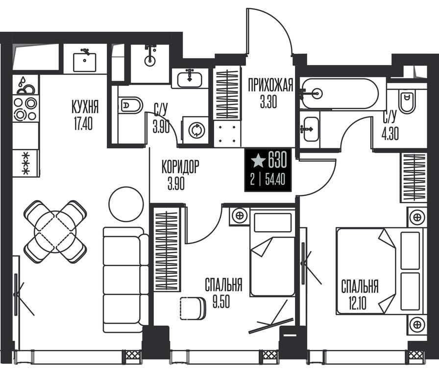2-BD Apartment Sale, 54.4平方米 at Ice Towers, State Nature Reserve of Regional Significance Forest on the Samorodinka River, Moscow, Russia #1 2-BD Apartment Sale, 54.4平方米 at Ice Towers, State Nature Reserve of Regional Significance Forest on the Samorodinka River, Moscow, Russia #1