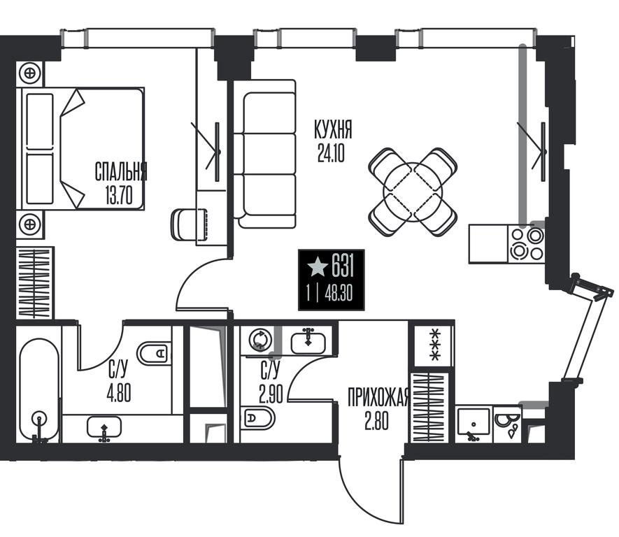1-BD Apartment Sale, 48.3 sq. m. at Ice Towers, State Nature Reserve of Regional Significance Forest on the Samorodinka River, Moscow, Russia #1 1-BD Apartment Sale, 48.3 sq. m. at Ice Towers, State Nature Reserve of Regional Significance Forest on the Samorodinka River, Moscow, Russia #1