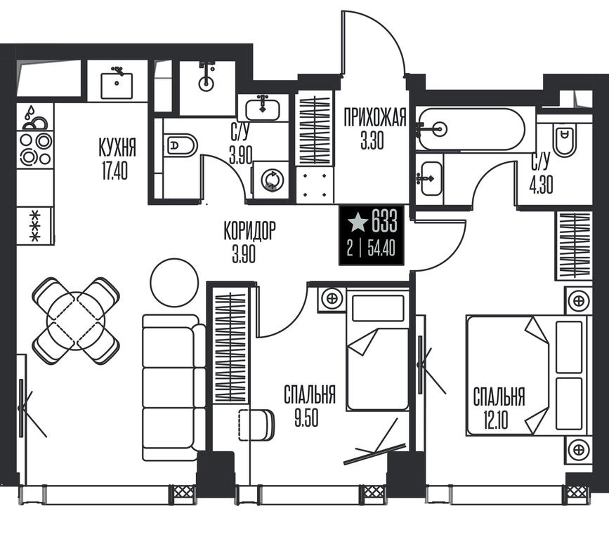 2-BD Apartment Sale, 54.4 sq. m. at Ice Towers, State Nature Reserve of Regional Significance Forest on the Samorodinka River, Moscow, Russia #1 2-BD Apartment Sale, 54.4 sq. m. at Ice Towers, State Nature Reserve of Regional Significance Forest on the Samorodinka River, Moscow, Russia #1