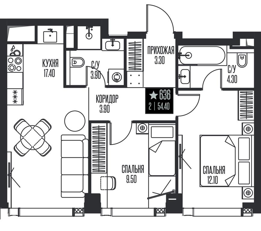 2-BD Apartment Sale, 54.4 sq. m. at Ice Towers, State Nature Reserve of Regional Significance Forest on the Samorodinka River, Moscow, Russia #1 2-BD Apartment Sale, 54.4 sq. m. at Ice Towers, State Nature Reserve of Regional Significance Forest on the Samorodinka River, Moscow, Russia #1