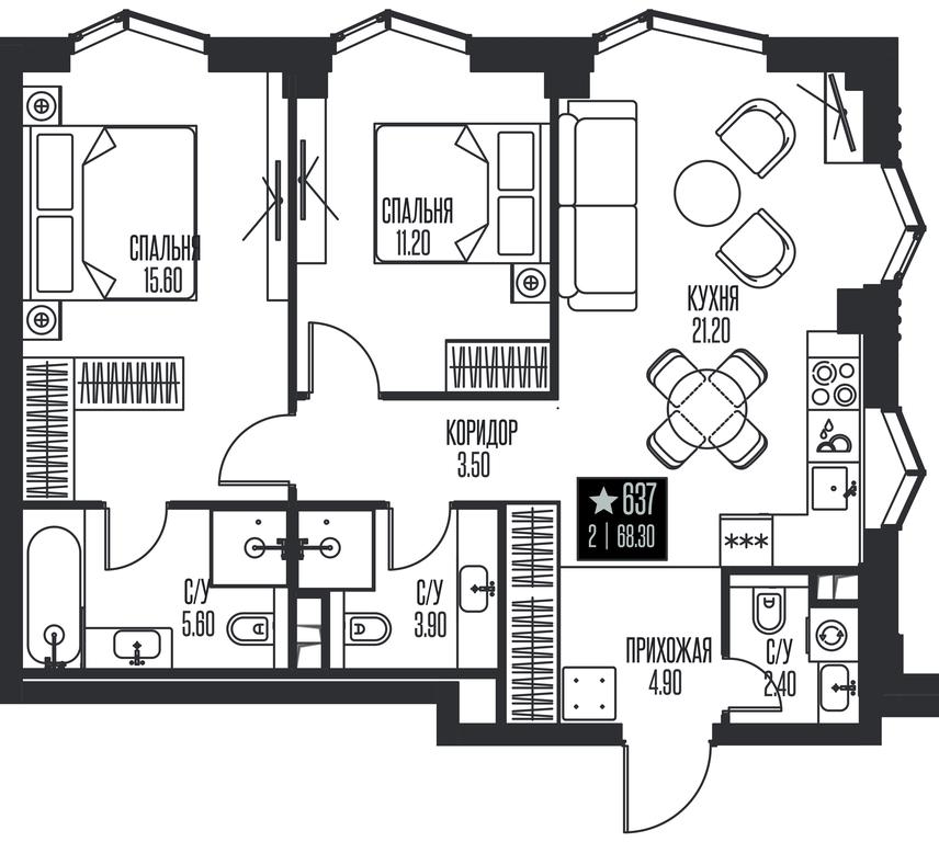 2-BD Apartment Sale, 68.3平方米 at Ice Towers, State Nature Reserve of Regional Significance Forest on the Samorodinka River, Moscow, Russia #1 2-BD Apartment Sale, 68.3平方米 at Ice Towers, State Nature Reserve of Regional Significance Forest on the Samorodinka River, Moscow, Russia #1