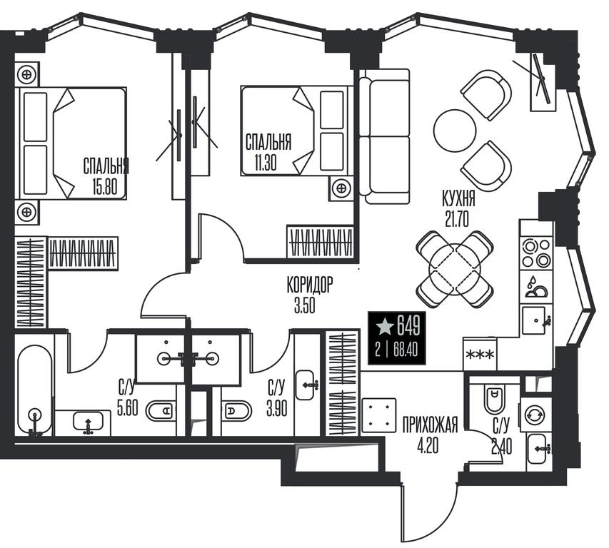 2-BD Apartment Sale, 68.4 sq. m. at Ice Towers, State Nature Reserve of Regional Significance Forest on the Samorodinka River, Moscow, Russia #1 2-BD Apartment Sale, 68.4 sq. m. at Ice Towers, State Nature Reserve of Regional Significance Forest on the Samorodinka River, Moscow, Russia #1