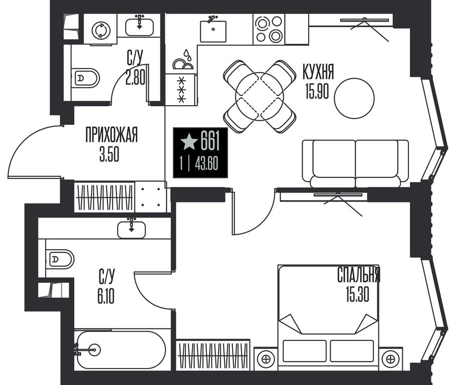 1-BD Apartment Sale, 43.6 sq. m. at Ice Towers, State Nature Reserve of Regional Significance Forest on the Samorodinka River, Moscow, Russia #1 1-BD Apartment Sale, 43.6 sq. m. at Ice Towers, State Nature Reserve of Regional Significance Forest on the Samorodinka River, Moscow, Russia #1