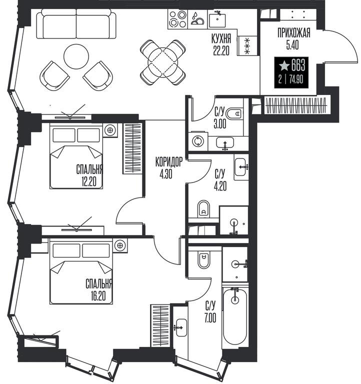 2-BD Apartment Sale, 74.9 sq. m. at Ice Towers, State Nature Reserve of Regional Significance Forest on the Samorodinka River, Moscow, Russia #1 2-BD Apartment Sale, 74.9 sq. m. at Ice Towers, State Nature Reserve of Regional Significance Forest on the Samorodinka River, Moscow, Russia #1