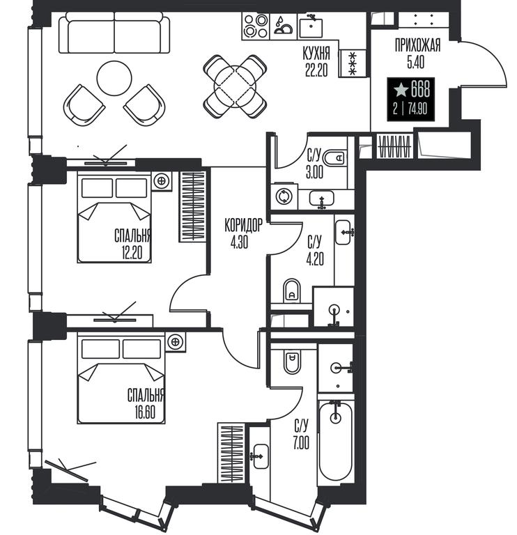 2-BD Apartment Sale, 74.9 sq. m. at Ice Towers, State Nature Reserve of Regional Significance Forest on the Samorodinka River, Moscow, Russia #1 2-BD Apartment Sale, 74.9 sq. m. at Ice Towers, State Nature Reserve of Regional Significance Forest on the Samorodinka River, Moscow, Russia #1