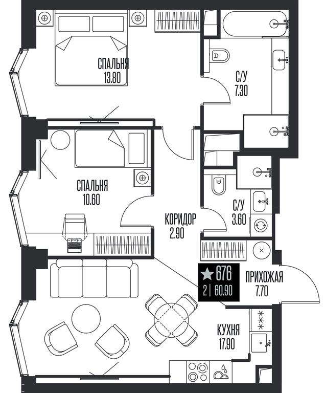 2-BD Apartment Sale, 60.9 sq. m. at Ice Towers, State Nature Reserve of Regional Significance Forest on the Samorodinka River, Moscow, Russia #1 2-BD Apartment Sale, 60.9 sq. m. at Ice Towers, State Nature Reserve of Regional Significance Forest on the Samorodinka River, Moscow, Russia #1