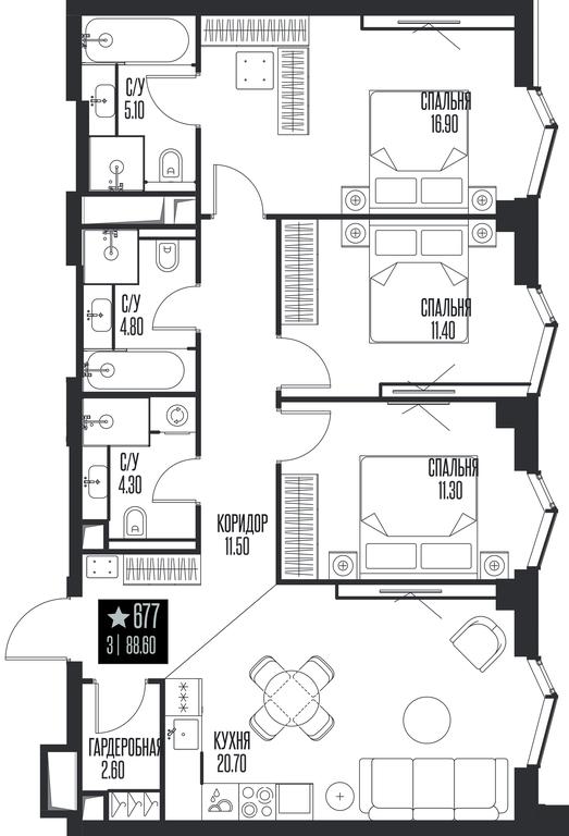 3-BD Apartment Sale, 88.6 sq. m. at Ice Towers, State Nature Reserve of Regional Significance Forest on the Samorodinka River, Moscow, Russia #1 3-BD Apartment Sale, 88.6 sq. m. at Ice Towers, State Nature Reserve of Regional Significance Forest on the Samorodinka River, Moscow, Russia #1
