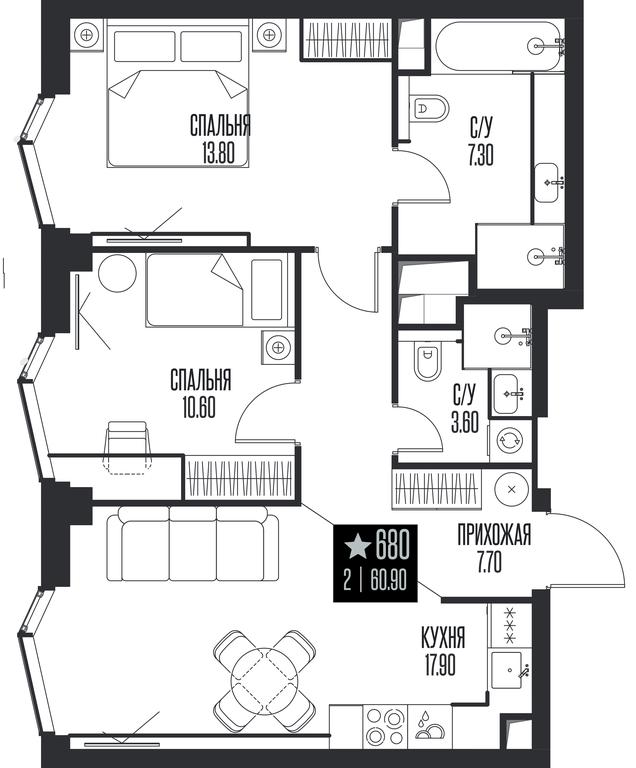 2-BD Apartment Sale, 60.9 sq. m. at Ice Towers, State Nature Reserve of Regional Significance Forest on the Samorodinka River, Moscow, Russia #1 2-BD Apartment Sale, 60.9 sq. m. at Ice Towers, State Nature Reserve of Regional Significance Forest on the Samorodinka River, Moscow, Russia #1