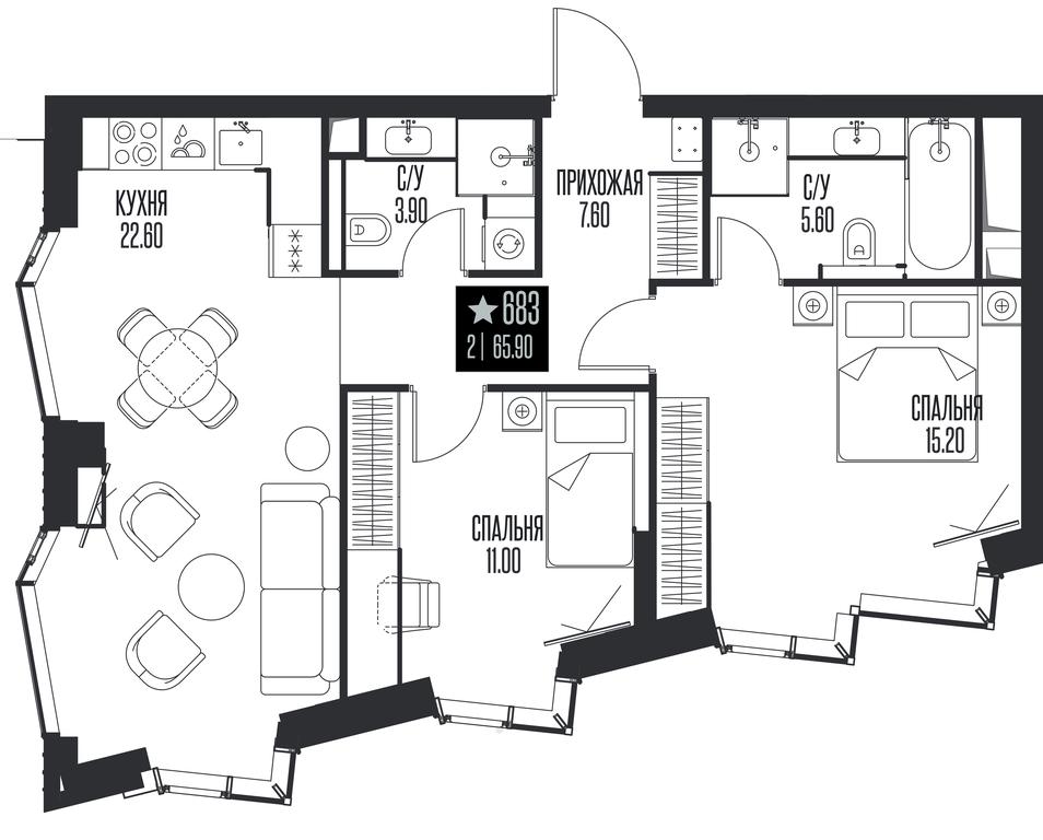 2-BD Apartment Sale, 65.9 sq. m. at Ice Towers, State Nature Reserve of Regional Significance Forest on the Samorodinka River, Moscow, Russia #1 2-BD Apartment Sale, 65.9 sq. m. at Ice Towers, State Nature Reserve of Regional Significance Forest on the Samorodinka River, Moscow, Russia #1