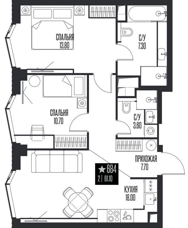 2-BD Apartment Sale, 61.1 sq. m. at Ice Towers, State Nature Reserve of Regional Significance Forest on the Samorodinka River, Moscow, Russia #1 2-BD Apartment Sale, 61.1 sq. m. at Ice Towers, State Nature Reserve of Regional Significance Forest on the Samorodinka River, Moscow, Russia #1