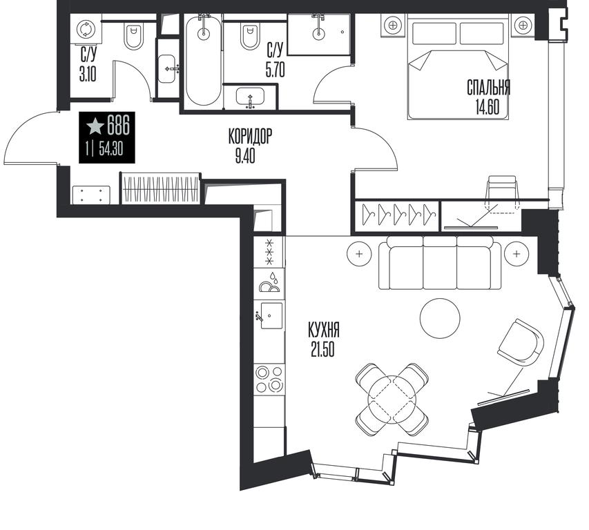 1-BD Apartment Sale, 54.3 sq. m. at Ice Towers, State Nature Reserve of Regional Significance Forest on the Samorodinka River, Moscow, Russia #1 1-BD Apartment Sale, 54.3 sq. m. at Ice Towers, State Nature Reserve of Regional Significance Forest on the Samorodinka River, Moscow, Russia #1