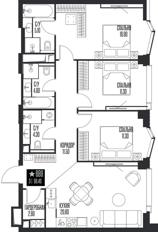 3-BD Apartment Sale, 88.4 sq. m. at Ice Towers, State Nature Reserve of Regional Significance Forest on the Samorodinka River, Moscow, Russia #1 3-BD Apartment Sale, 88.4 sq. m. at Ice Towers, State Nature Reserve of Regional Significance Forest on the Samorodinka River, Moscow, Russia #1