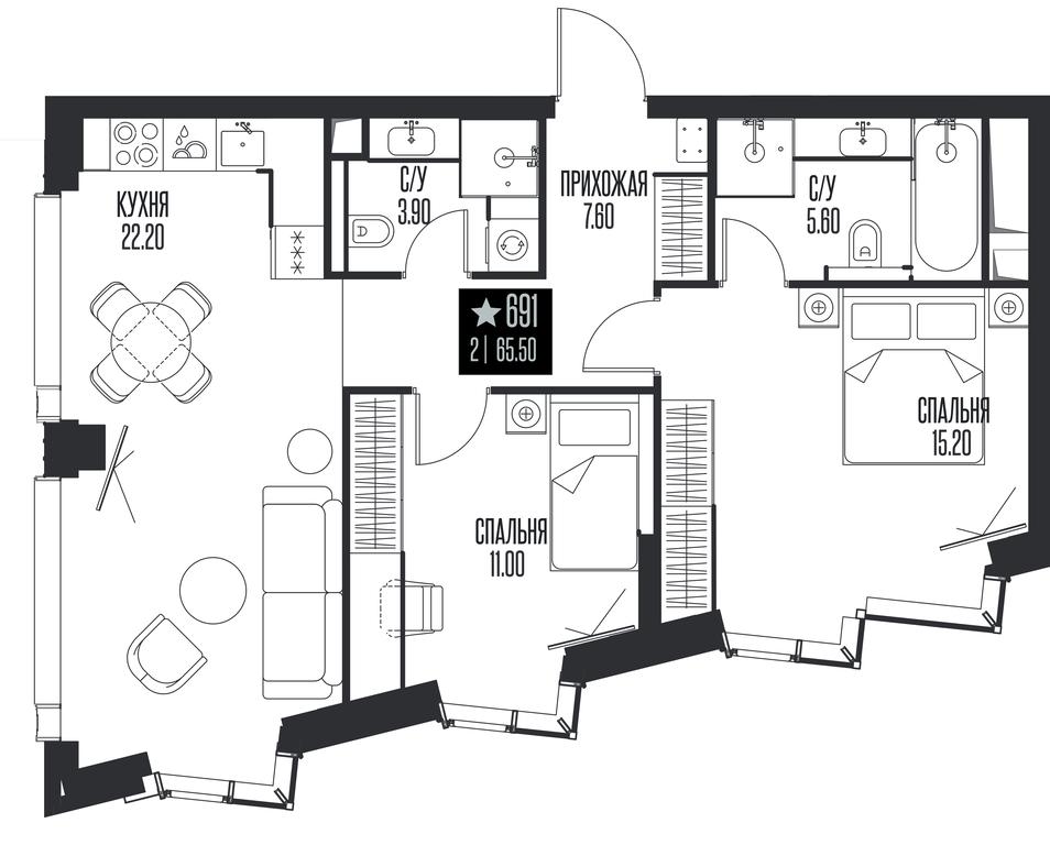2-BD Apartment Sale, 65.5 sq. m. at Ice Towers, State Nature Reserve of Regional Significance Forest on the Samorodinka River, Moscow, Russia #1 2-BD Apartment Sale, 65.5 sq. m. at Ice Towers, State Nature Reserve of Regional Significance Forest on the Samorodinka River, Moscow, Russia #1