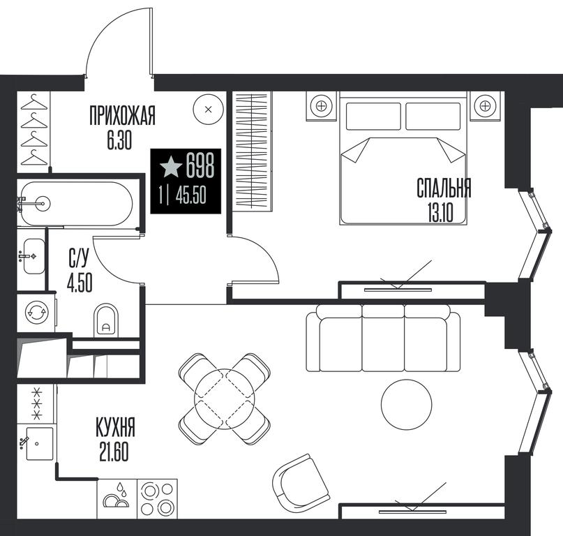 1-BD Apartment Sale, 45.5 sq. m. at Ice Towers, State Nature Reserve of Regional Significance Forest on the Samorodinka River, Moscow, Russia #1 1-BD Apartment Sale, 45.5 sq. m. at Ice Towers, State Nature Reserve of Regional Significance Forest on the Samorodinka River, Moscow, Russia #1