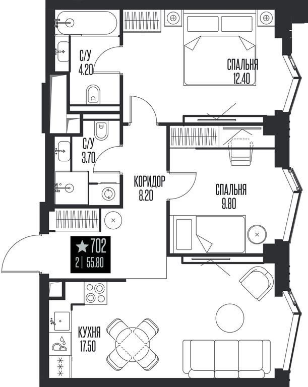 2-BD Apartment Sale, 55.8 sq. m. at Ice Towers, State Nature Reserve of Regional Significance Forest on the Samorodinka River, Moscow, Russia #1 2-BD Apartment Sale, 55.8 sq. m. at Ice Towers, State Nature Reserve of Regional Significance Forest on the Samorodinka River, Moscow, Russia #1
