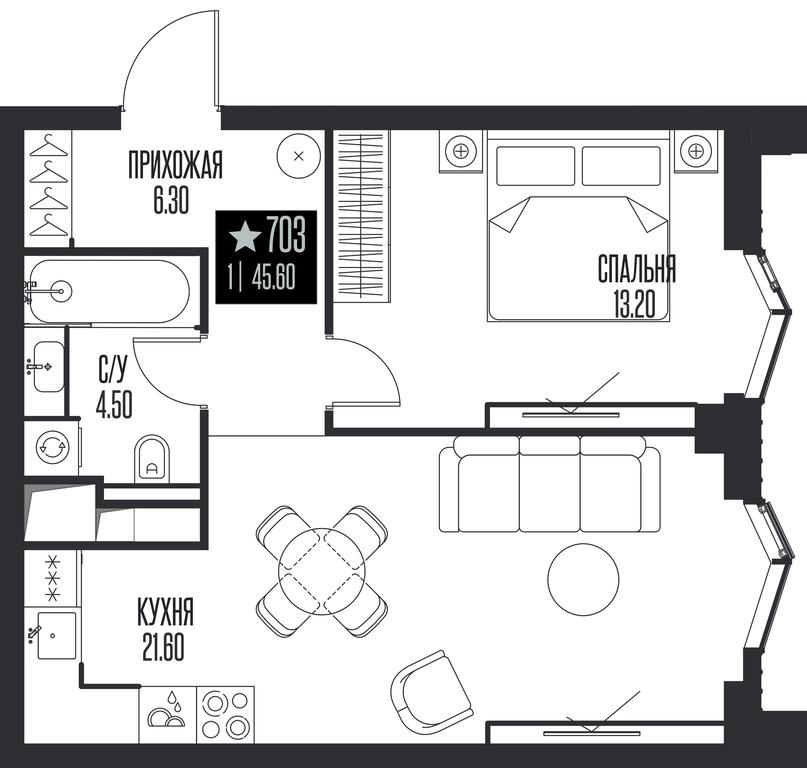 1-BD Apartment Sale, 45.6 sq. m. at Ice Towers, State Nature Reserve of Regional Significance Forest on the Samorodinka River, Moscow, Russia #1 1-BD Apartment Sale, 45.6 sq. m. at Ice Towers, State Nature Reserve of Regional Significance Forest on the Samorodinka River, Moscow, Russia #1
