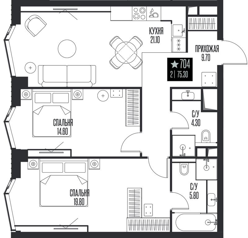 2-BD Apartment Sale, 75.3 sq. m. at Ice Towers, State Nature Reserve of Regional Significance Forest on the Samorodinka River, Moscow, Russia #1 2-BD Apartment Sale, 75.3 sq. m. at Ice Towers, State Nature Reserve of Regional Significance Forest on the Samorodinka River, Moscow, Russia #1