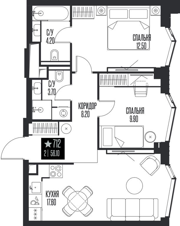 2-BD Apartment Sale, 56.1平方米 at Ice Towers, State Nature Reserve of Regional Significance Forest on the Samorodinka River, Moscow, Russia #1 2-BD Apartment Sale, 56.1平方米 at Ice Towers, State Nature Reserve of Regional Significance Forest on the Samorodinka River, Moscow, Russia #1